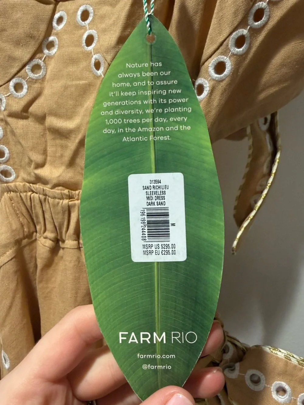 NWT FARM RIO Sand Richelieu Sleeveless Midi Dress, Size M - Picture 6 of 6